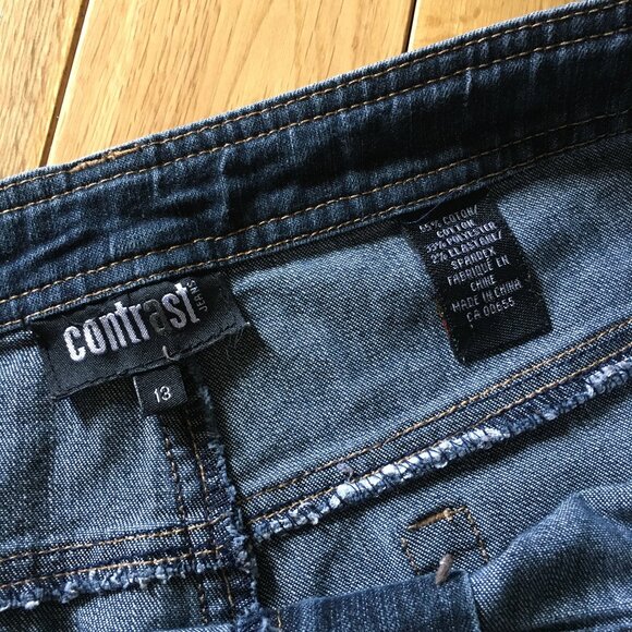 Contrast Jeans Dark Navy Blue Denim Capris - Picture 10 of 16